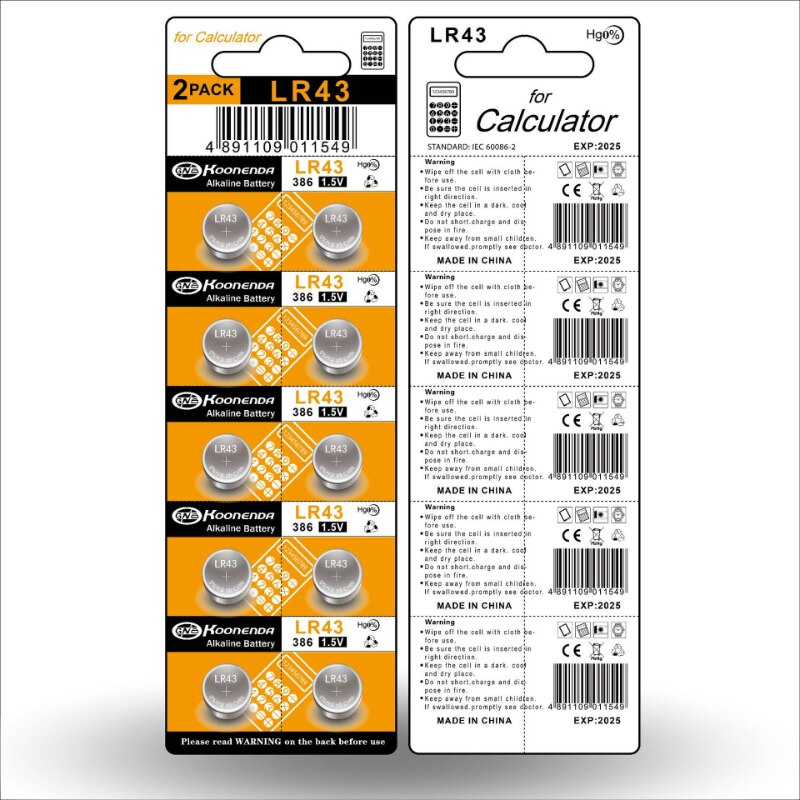 10PCS AG12 L1142 LR43 301 386 1.5V Lithium Batteries Environmental Protection Button Battery for Watch Battery Remote