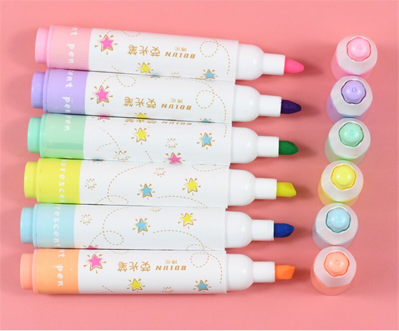6 Pcs/lot Mini Highlighter Pen Marker Pens Kawaii Highlighters Stationery Material Escolar Writing Cute School Supplies
