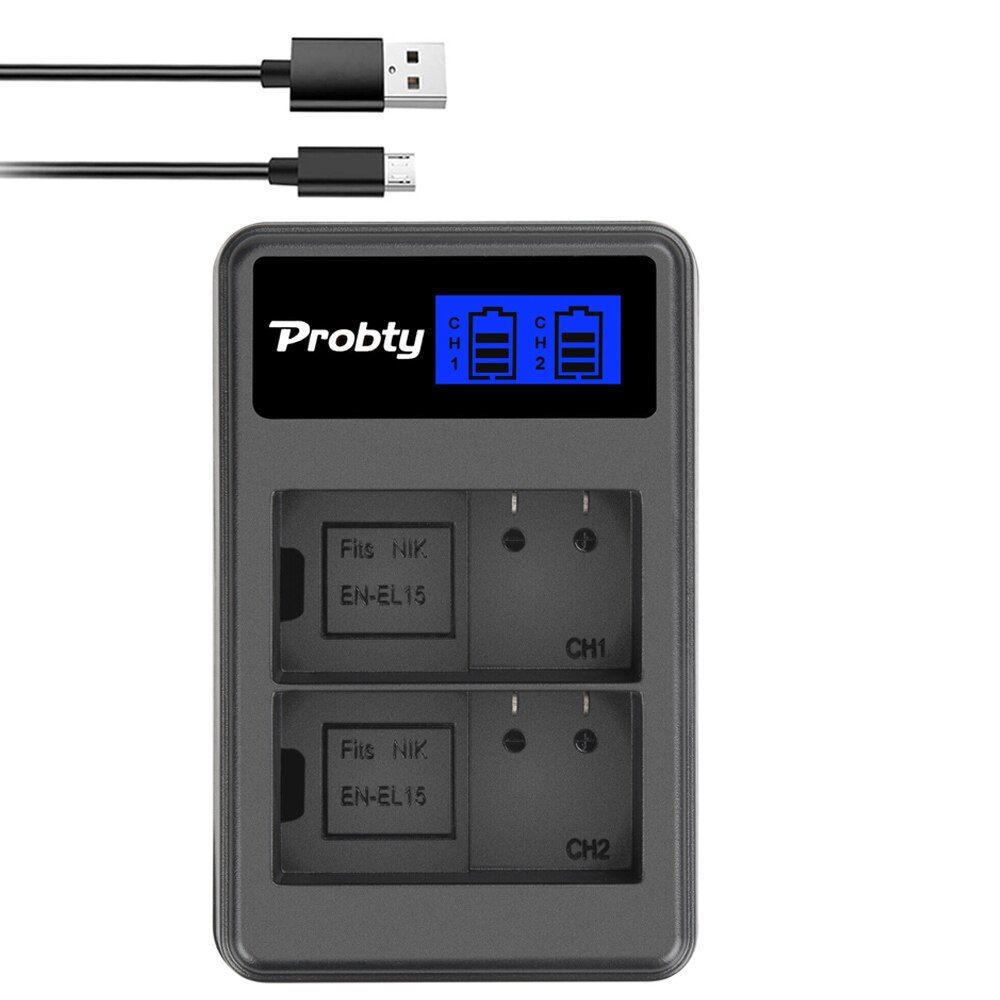 2800mAh EN-EL15A EN-EL15C EL15 EN EL15 Battery + LED Charger for Nikon D500, D610, D750, D800, D810, D850, D7000, D7100, D7500: Yellow