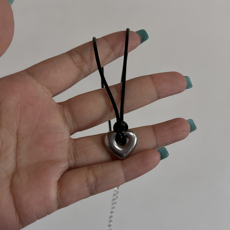 Collier avec pendentif pentagramme étoile en acier et titane creux pour femmes et hommes, chaîne en corde noire, ras du cou, bijoux de fête Y2k, nouvelle coréenne: Couleur d’acier