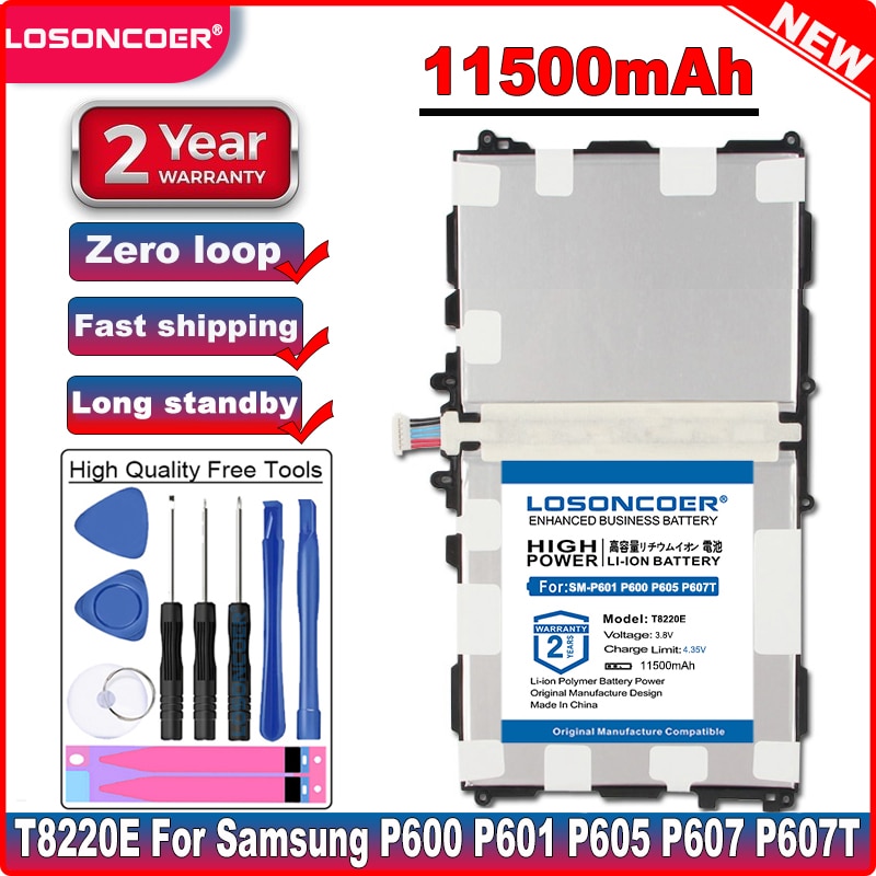 LOSONCOER T8220E 11500mAh Battery for Samsung GALAXY Note 10.1 Tab Pro 10.1 P600 P601 P605 SM-P607 SM-T520 SM-T525 Batteries