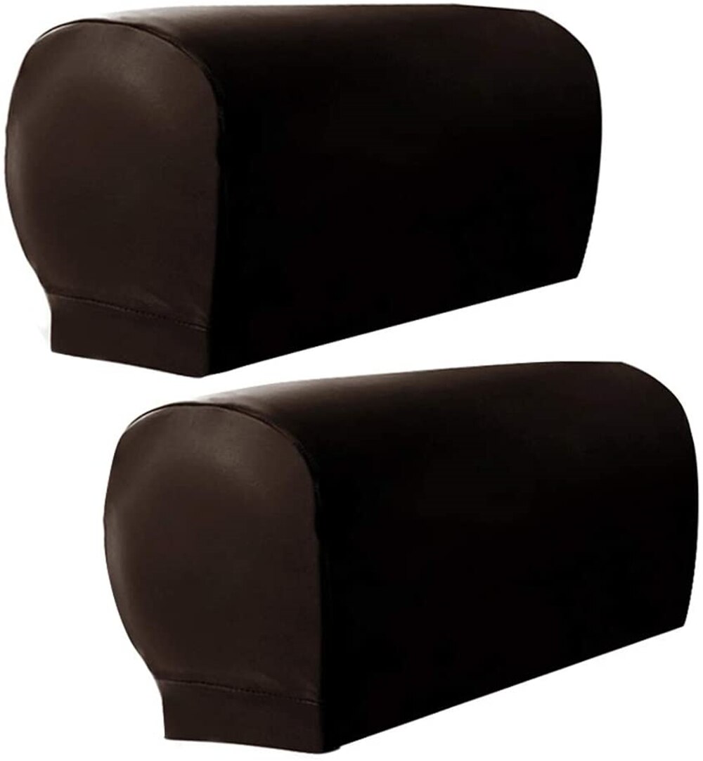 2 stk pu lædersofa armlæn dækker vandtæt ensfarvet lænestolbeskytter aftagelig stræk lænestol betræk hjemmeindretning: Kaffe