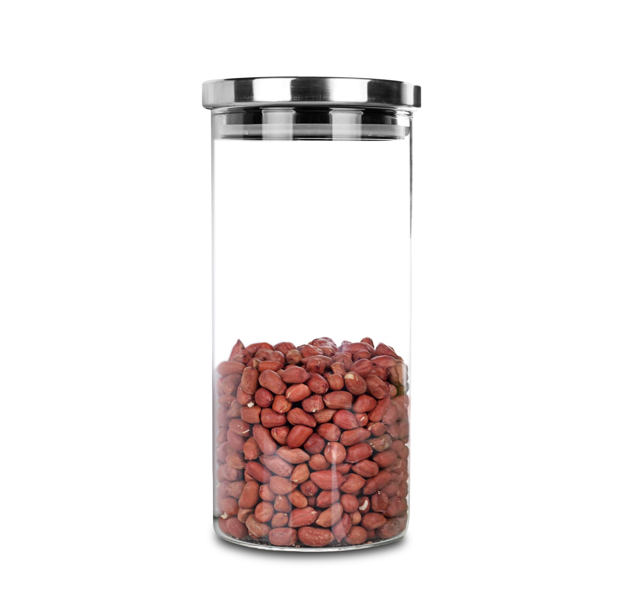 Glass Pantry Organization and Storage Jars Kitchen Food Containers w/ Stainless Steel Lid: 4 Pieces / B 1250ml