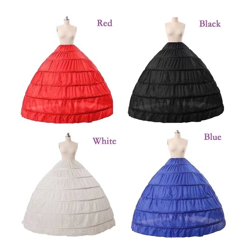6 Hoops Vrouwen Vintage Retro Bridal Wedding Lange Crinoline Slips Petticoat Party Onderrok