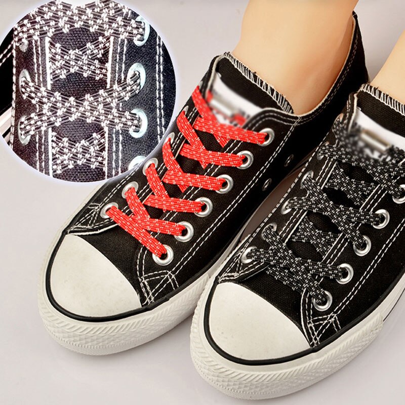 1 Paar Lichtgevende Schoenveters Platte Sneakers Canvas Veters Glow In De Donkere Nacht Kleur Fluorescerende Shoelace100cm Sport Schoenveters