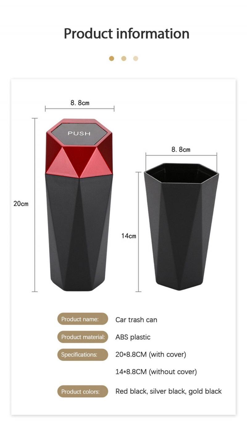 Car Trash Garbage Can with Lid Auto Trash Dust Case Holder Bin Box Car-styling Can Rubbish Box Dust Case Holder car trash