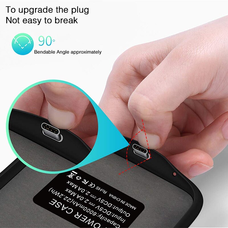 Funda de batería de mAh para iphone 11 ProMax, carcasa de Material de gel de sílice inteligente para cargador de batería, 6000