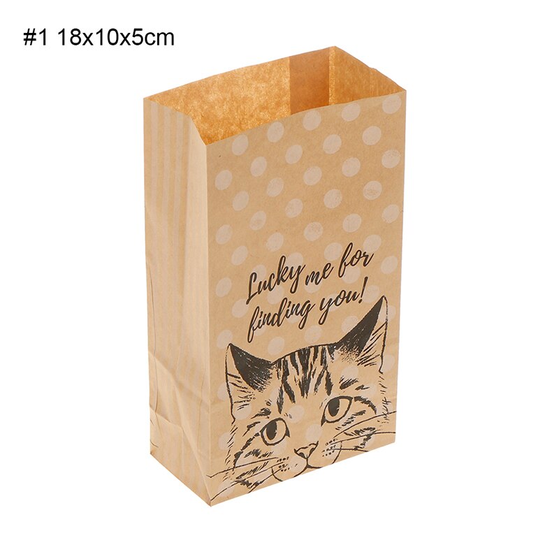10 stuks verpakking bruiloft thuis feest verjaardag verpakking kattenpatroon kraft papieren zak snoep koekjes kraft papieren zakken