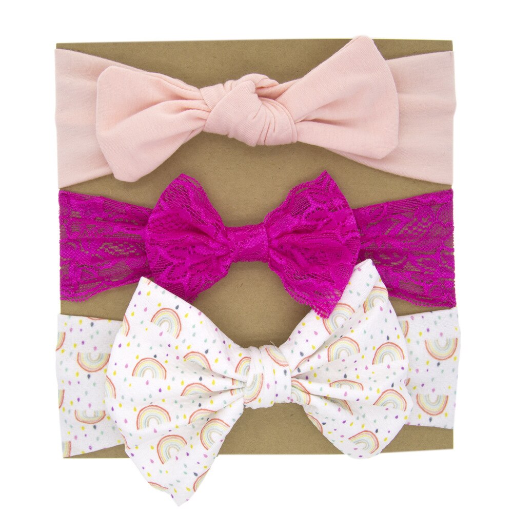 Diadema con lazos florales para bebé, elástico para Diadema con lazo Niña, banda de pelo turbante para recién nacido, accesorios para el cabello, 3 uds.