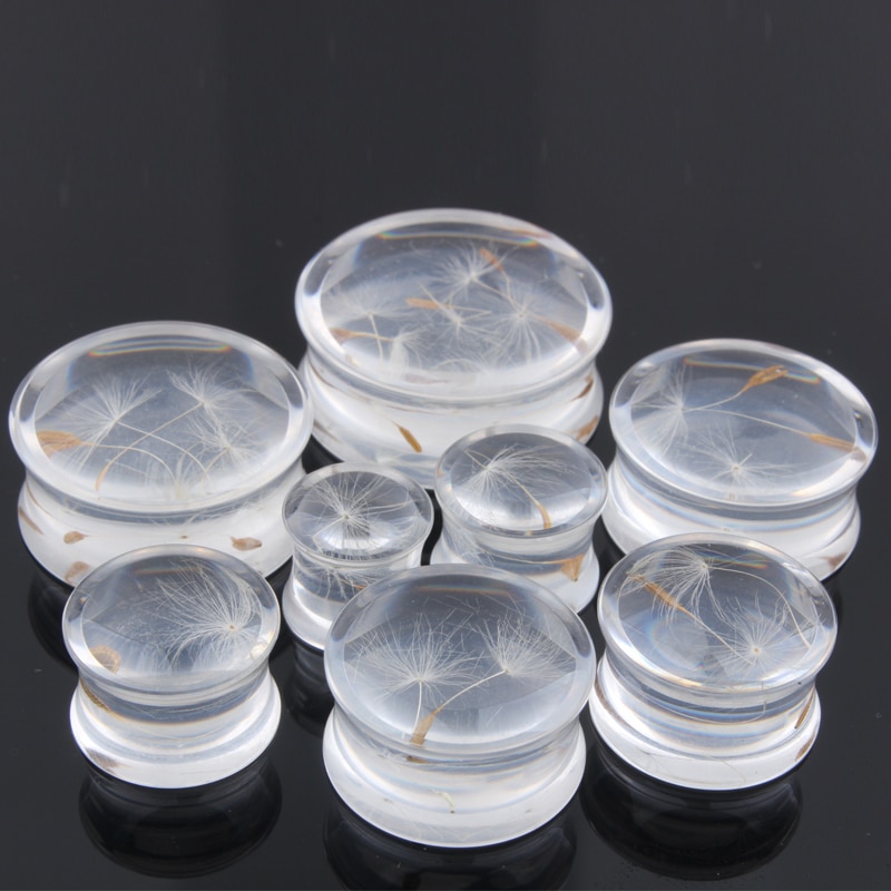 1Pair Acrylic Dandelion Ear Plugs Tunnels Earring Gauges Hollow Double Flare Ear Tunnels Expanders Plugs Piercing Body Jewelry