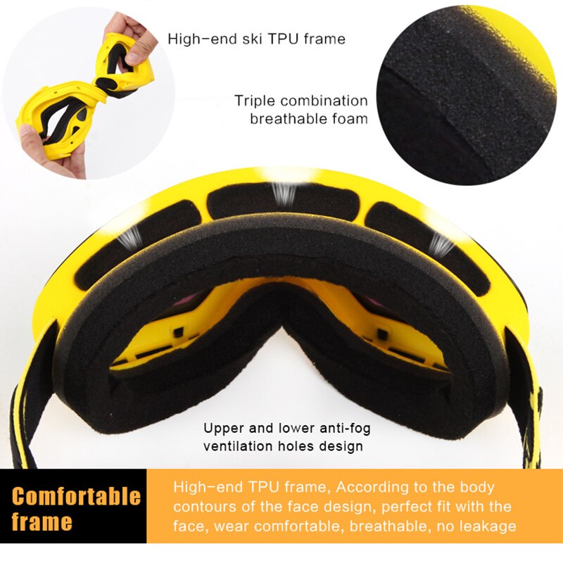 Gafas de esquí para niños y niñas, lentes de Snowboard, protección UV400, gafas de nieve, máscara de esquí antiniebla
