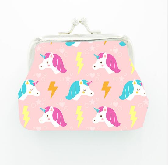 Coin Purse Unicorn Print Classic Wallet Buckle Pink Girl Wallet Child Student
