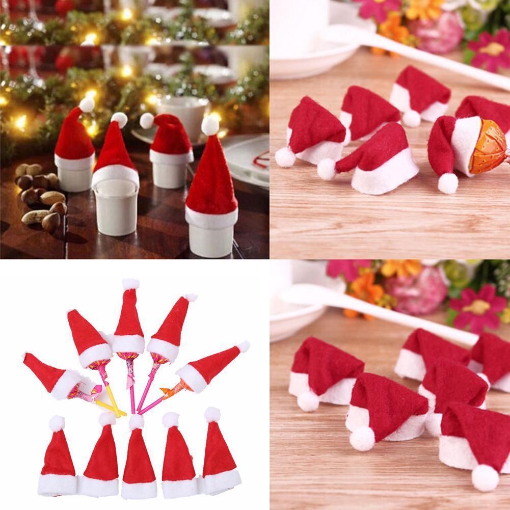10 stuks kerst mini flanellen hoeden wijnfles doppen hoeden hoedendecoratie snoep mini boom hoeden kerst bruiloft lolly kerstman kerst  x1 s 5