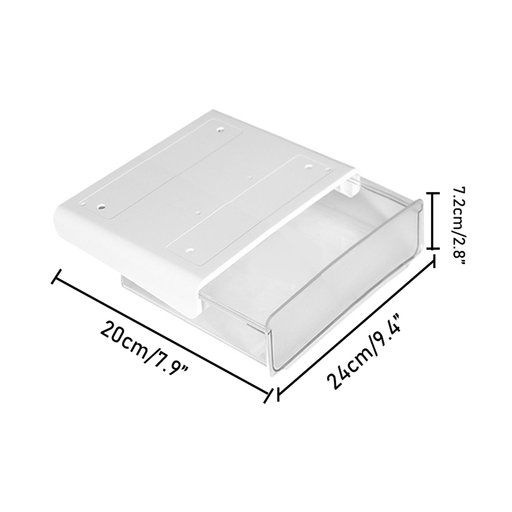 Under Desk Drawer Adhesive Storage Box For Office Pen Holder Hidden Sorting Box Kitchen Knife Fork Storage Tray Organizer: White L