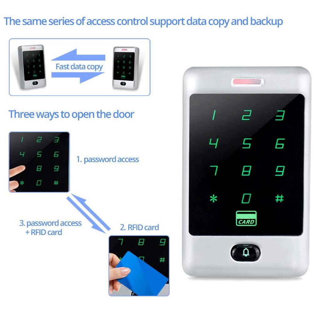Standalone Access Control System 125KHZ RFID Keypad Metal Touch Waterproof IP65 Door Lock Security System WG26 input/output
