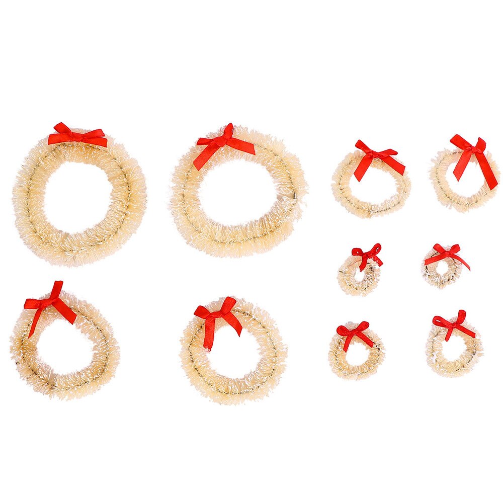10 stuks kransen kunstmatige herbruikbare mini kransen kranshanger kransdecoraties voor thuis kerst: Beige