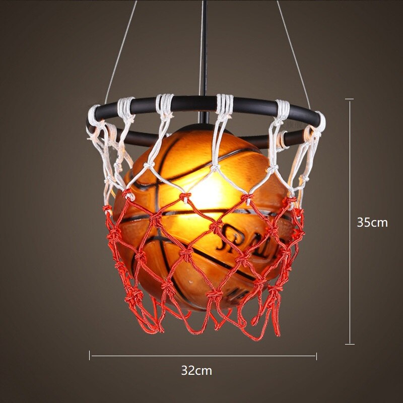 Basketbal Hanglampen Industriële Loft Opknoping Lamp Voor Kinderkamer Hanglamp Kinderen Home Deco Verlichtingsarmaturen: With Frame