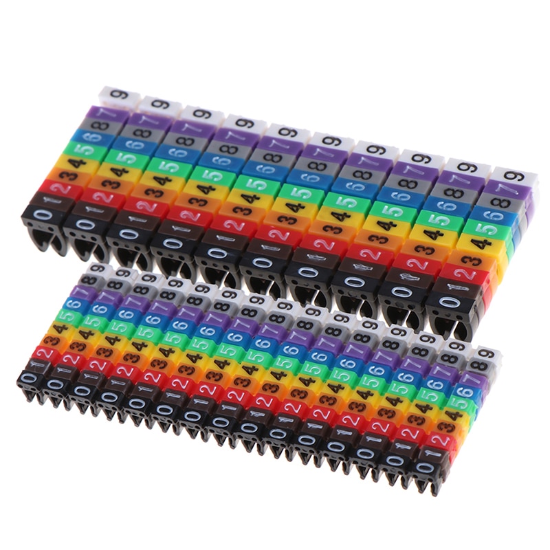 150 unids/lote marcadores de Cable coloridos tipo C Etiqueta de número de marcador para Cable de 2-3mm