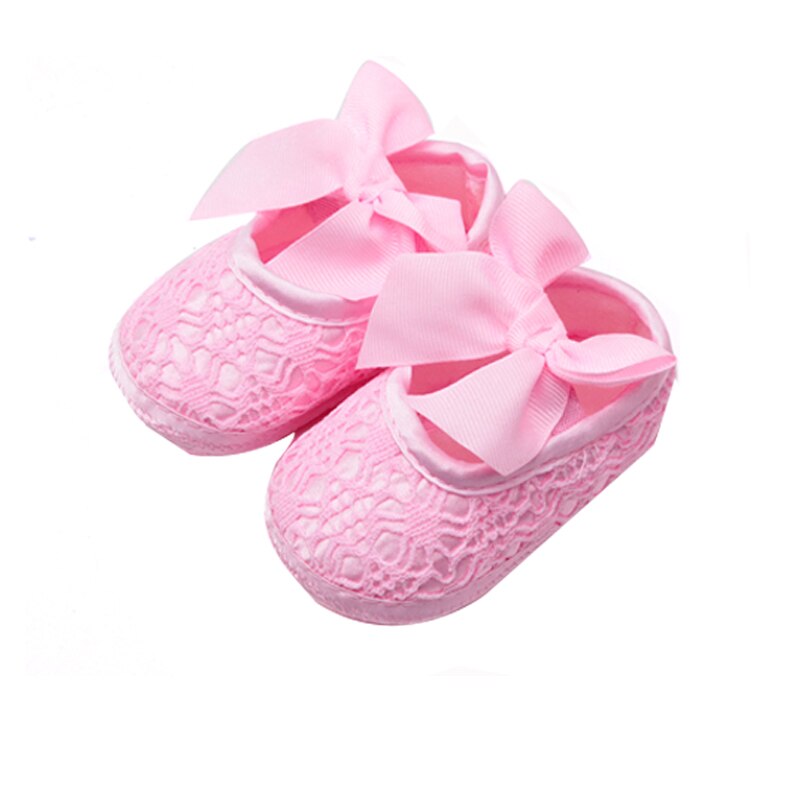 Cotton Lace Baby Girl Shoes Toddler Soft Sole Anti-slip Baby Shoes for Girls Big Bow Princess Shoes for Birthday Party: pink / 11