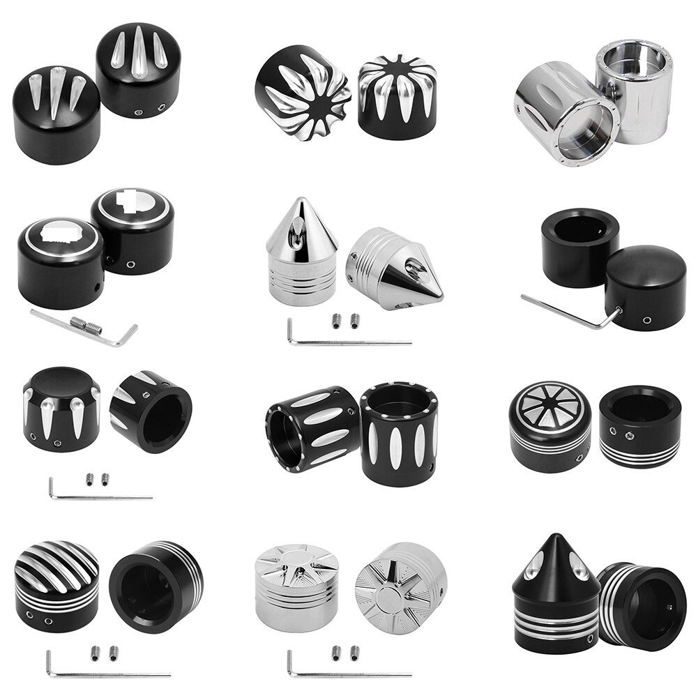 1 Pair Motorcycle Front Axle Nut Cover Cap Bolt For Harley Dyna Fat Bob Touring Electra Glide Road Glide Sportster Iron 883 1200