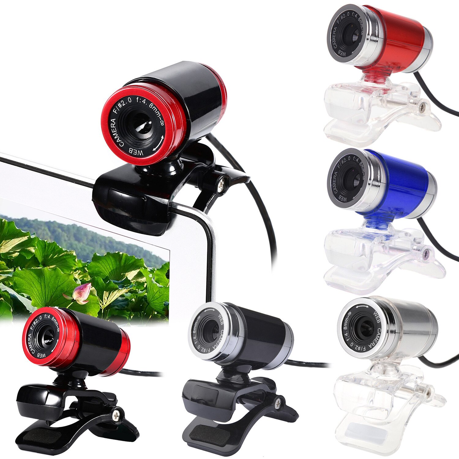 Webcam HD rotative de 12.0M Pixels, avec Microphone absorbant, pour ordinateur portable et de bureau, Support MSN
