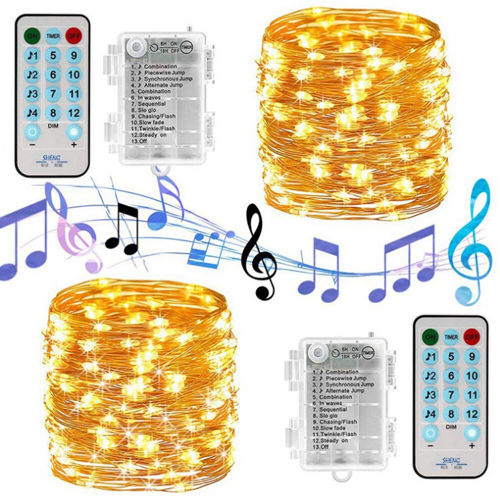 Sound Activated LED Muziek String Lights 5 M 10 M 12 Modes Waterdichte Koperdraad Twinkle String Lights Voor Party kerst Bruiloft