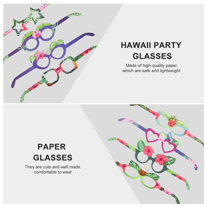 8 Stuks Verjaardagsfeestje Bril Decor Grappige Papier Bril Zonnebril Decoratieve Props Hawaii Party Gunsten