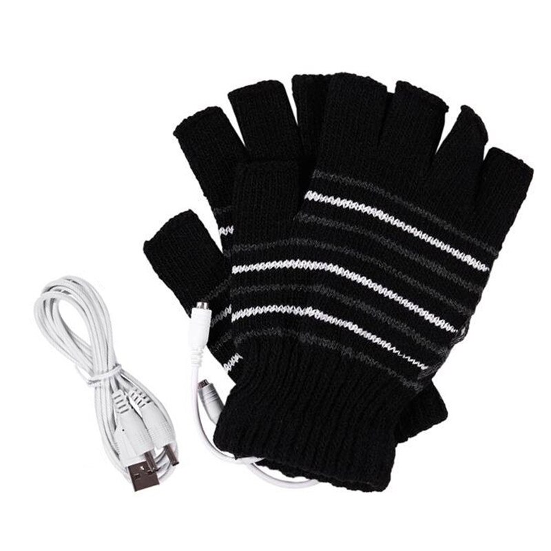 USB Verwarmde Handschoenen Elektrische Verwarming Handschoenen Winter Breien Thermische Elektrische Verwarming Handschoen Paars Bruin Handschoenen One Size