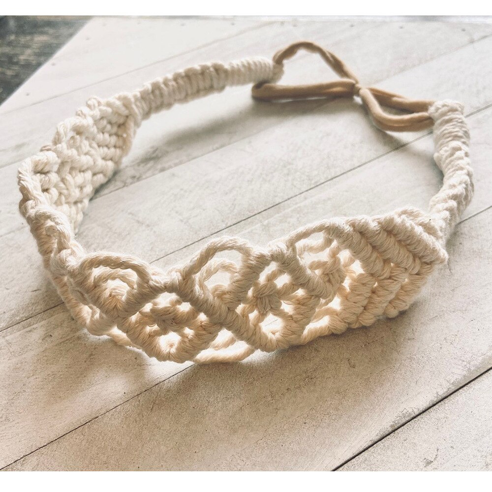 Serre-tête en macramé pour adulte, serre-tête Chic et bohème, accessoires pour cheveux, Turban élastique, couleur unie