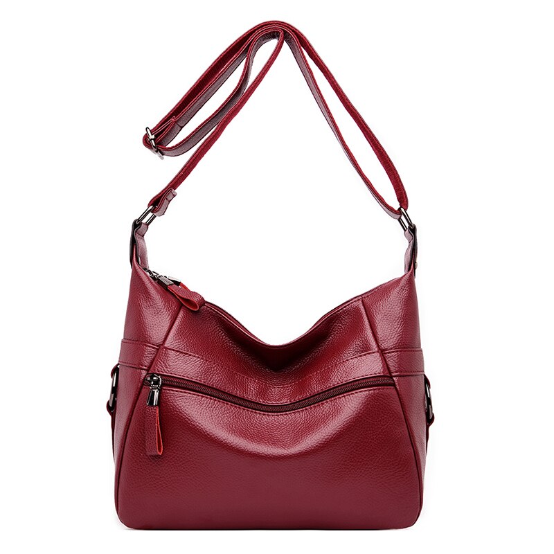 Zomer dames schoudertassen leren handtassen dames schouder crossbody tassen voor vrouwen tote bag tas: Wijnrood