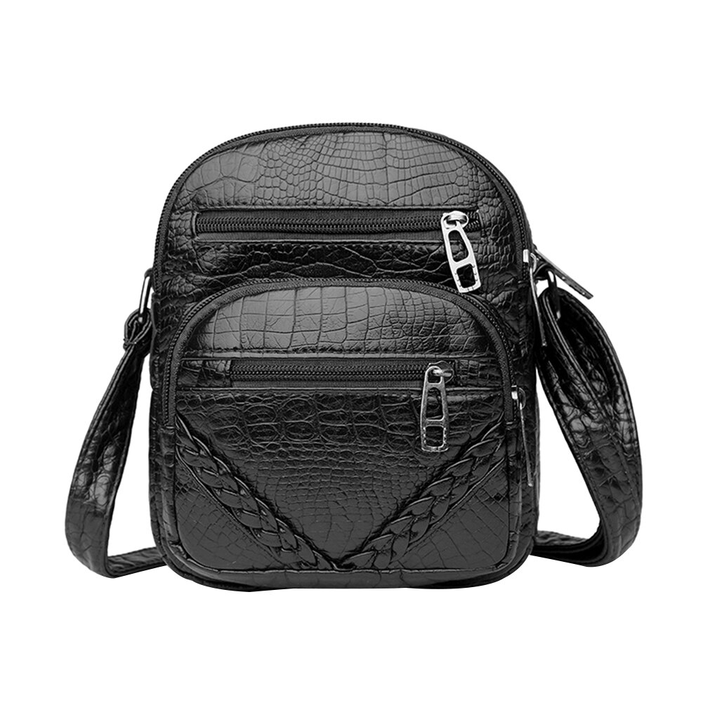 Women PU Leather Pure Color Crossbody Shoulder Messenger Bag Vintage Ladies Multilayers Small Handbag Purse
