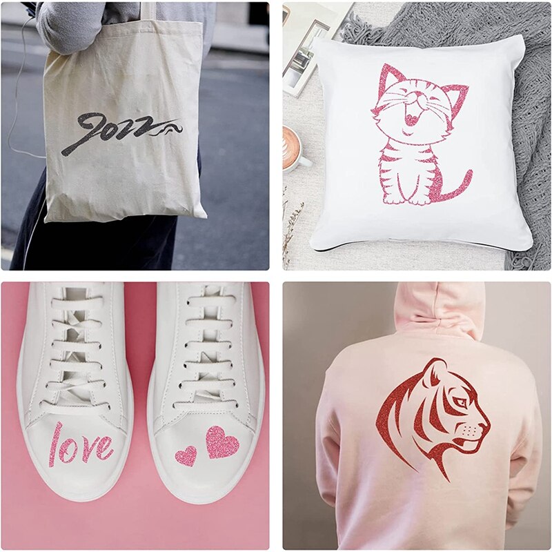 Heat Transfer Vinyl Sheets, HTV Iron on Vinyl, Glitter Leopard White Black Heat Vinyl Transfer for DIY Fabrics T-Shirts