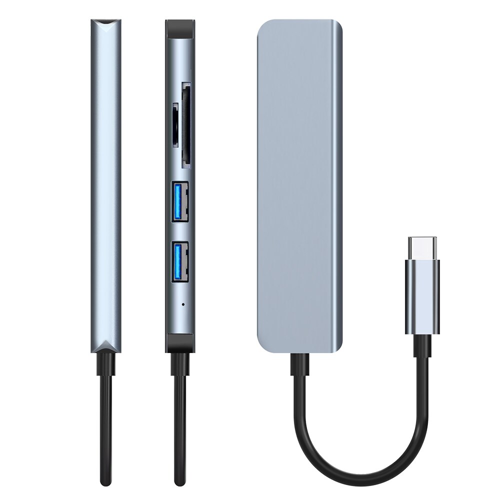 USB C Hub to USB 3.0 USB 2.0 Adapter Dock with Security Digital TF SD Jack for Macbook Pro/Air M1 5 In 1 Docking Station