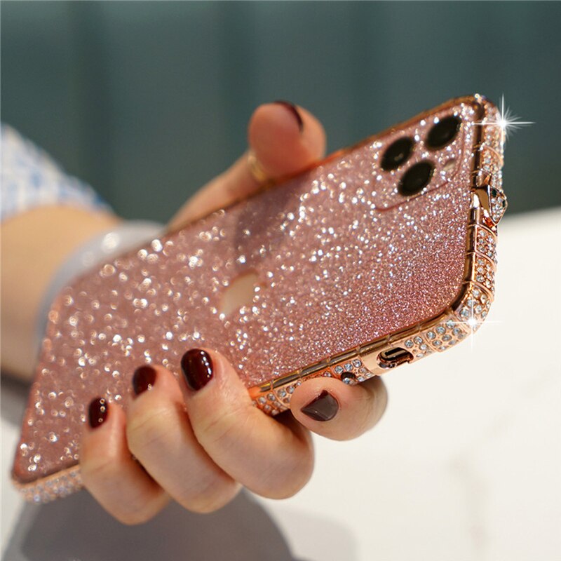 Strass Glitter Kristall Diamant Metall Stoßstange Fall Für iPhone12 Pro Max 12mini Bunte bling Abdeckung
