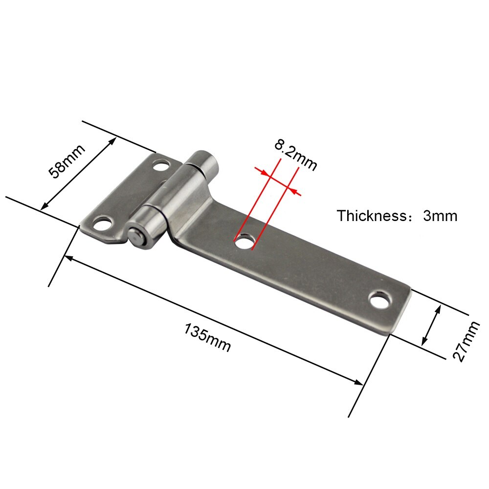 Bisagra de acero inoxidable 304 para yates, bisagra en T de alta resistencia para barcos, puertas de acero inoxidable para contenedores, 135mm: Default Title