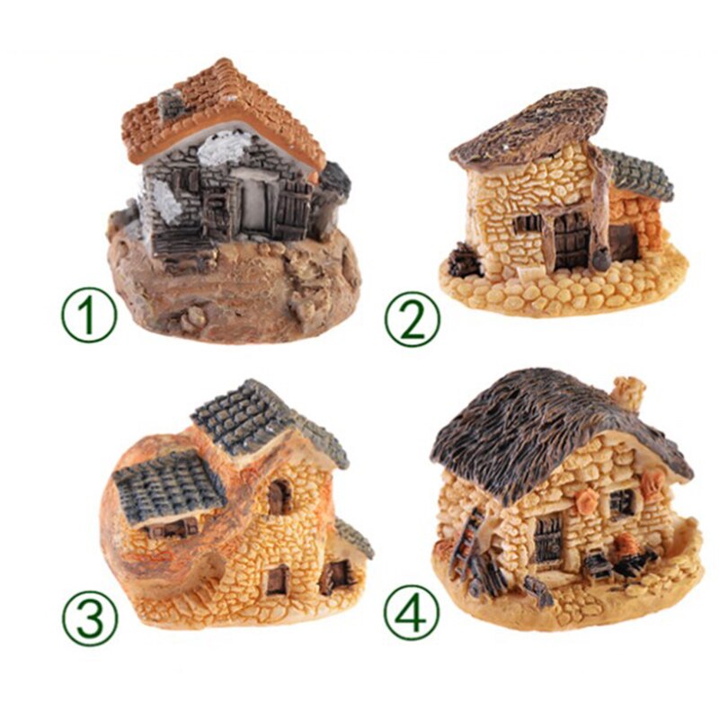 Micro pueblo casas de piedra miniatura jardinería paisaje DIY artesanía para bonsáis adornos de escritorio accesorios para decoración de jardín B