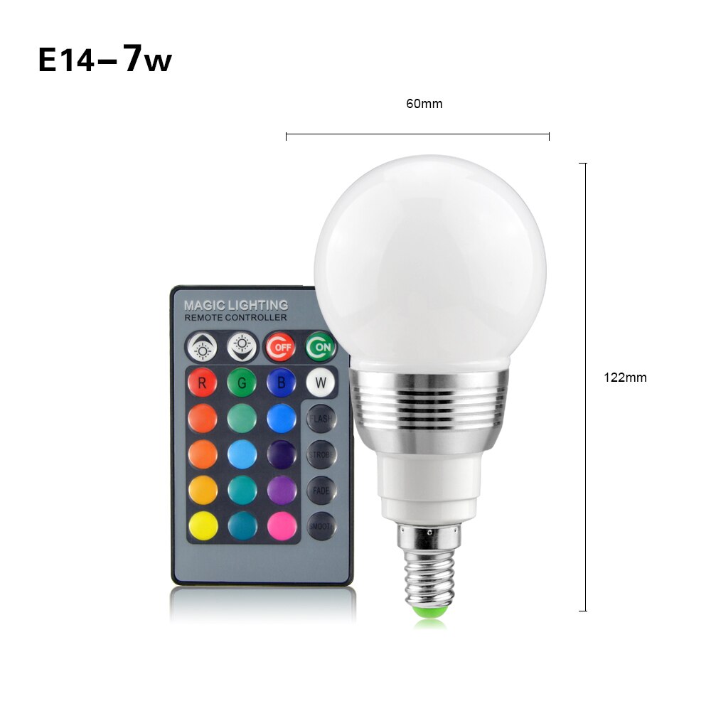 E27 E14 Led Lamp 5W 7W Rgb 16 Kleur Verwisselbare Led Lamp 110V 220V Rgb Led gloeilamp Spot Met Ir-afstandsbediening Home Decor: E14 7W