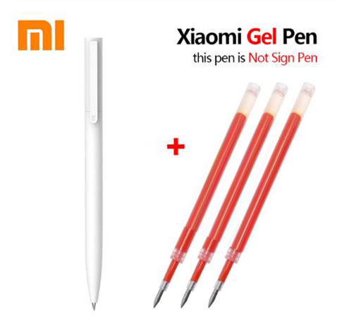 Xiaomi-Bolígrafo de Gel Original, 0,5 MM, tinta negra, Japón MiKuni, tinta de Gel suave, bolígrafo para la escuela, papelería de oficina: 1pen and 3 Red ink