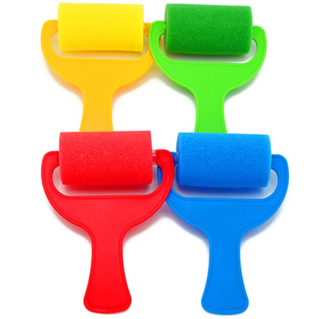 4pcs/Set Sponge roller Brush Paint Roller Kid Art Craft Painting Tool: Default Title