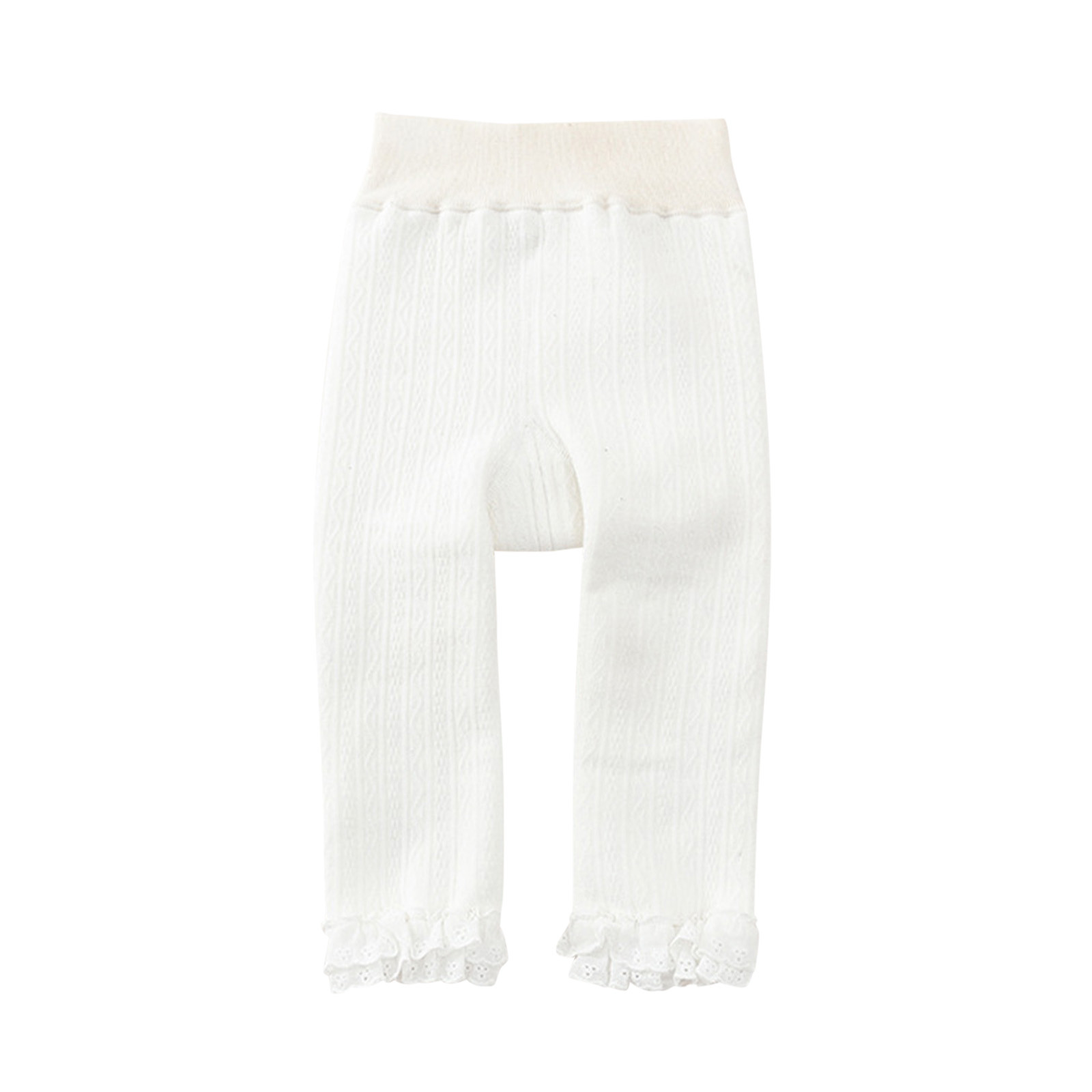 Outono inverno algodão infantil bebê collants crianças rendas collants da criança meninas calça floral anti derrapante collants crianças roupas 3-8y: White  / 7-8 Y