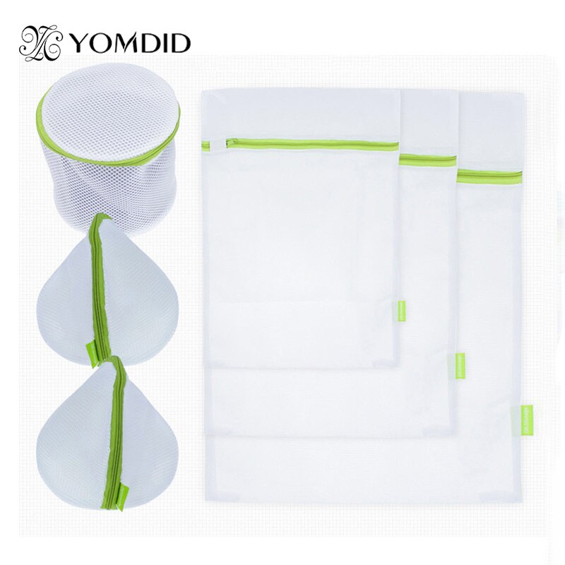 6 Stks/partij Bescherming Mesh Bag Voor Shirt Sok Ondergoed Wassen Wasmand Duurzaam Ritssluiting Mesh Waszak