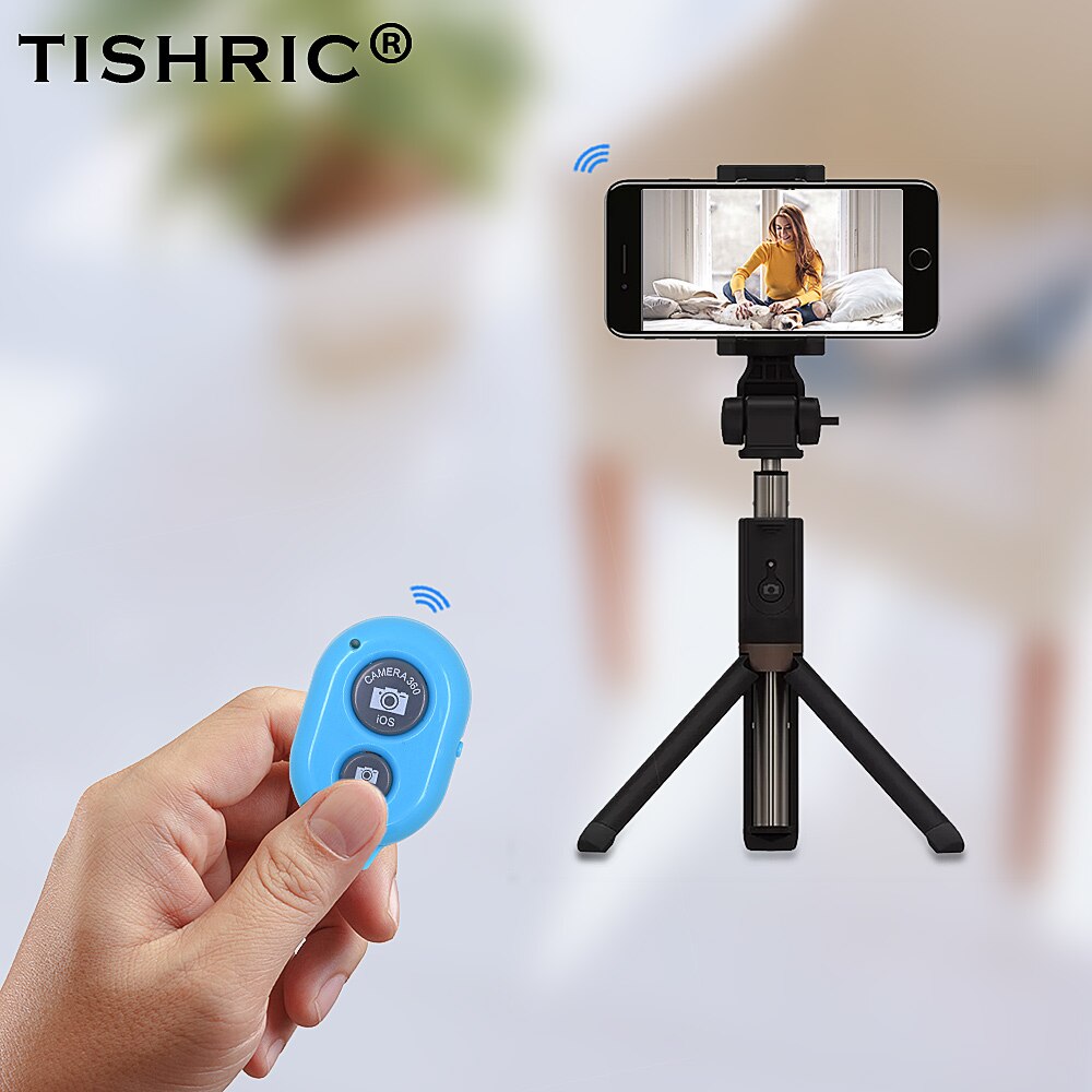 TISHRIC Wireless Bluetooth Phone Self-Timer Tripod for iPhone Xiaomi selfie stick Wireless Remote Control Shutter Release
