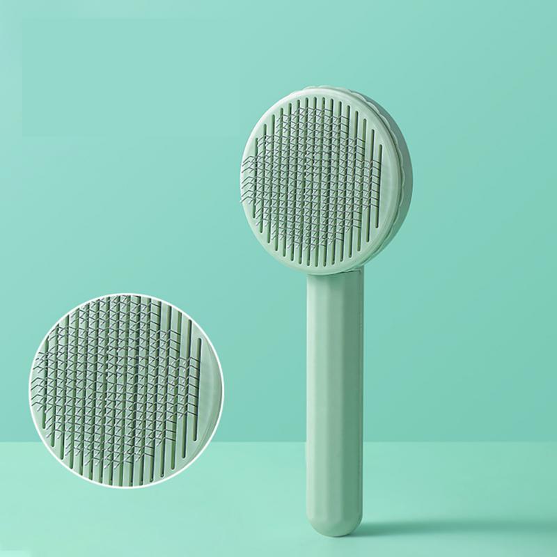 Huisdier Kat Borstel Hond Kam Haar Remover Schraper Huisdier Haar Kam Zelfreinigende Slicker Brush Voor Katten Massages Kam Schoonheid producten: green