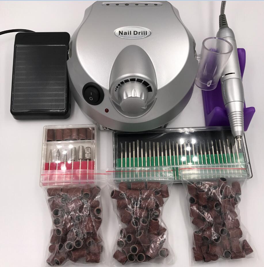 30000 RPM Pro Electric Nail Art Boor File Bits Machine Manicure Kit Professionele Salon Thuis Nail Gereedschap set: silver