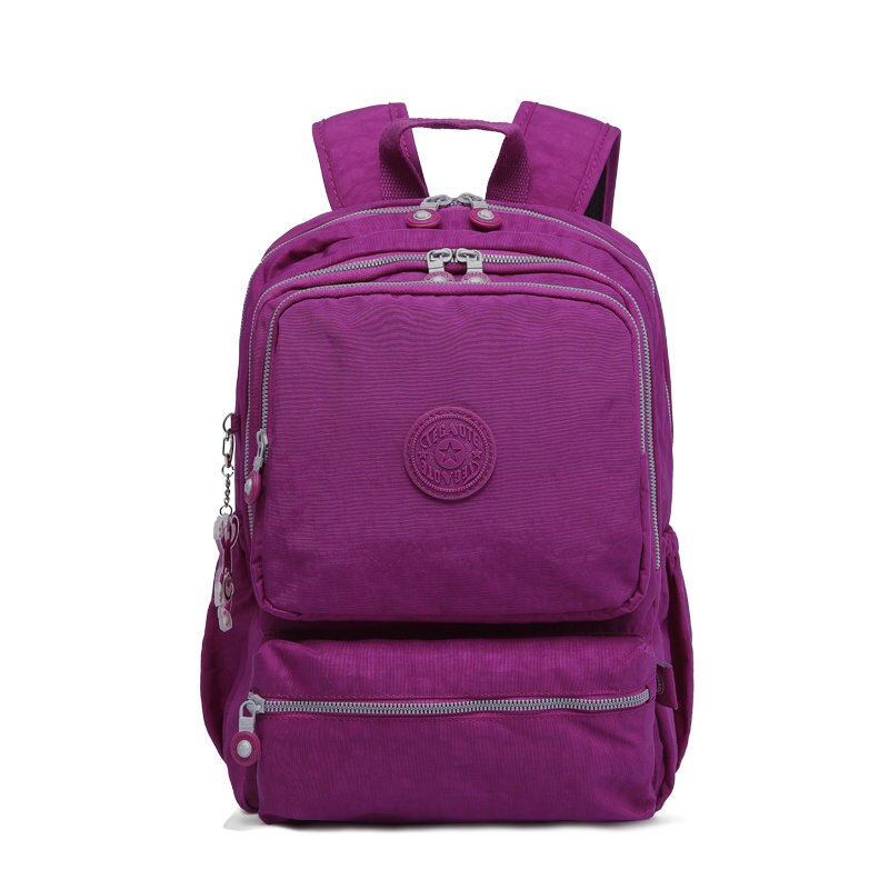 TEGAOTE-Mochila clásica de nailon para mujer, morral escolar para adolescentes, mochila de estudiante estilo pijo, morral femenino: Purple red