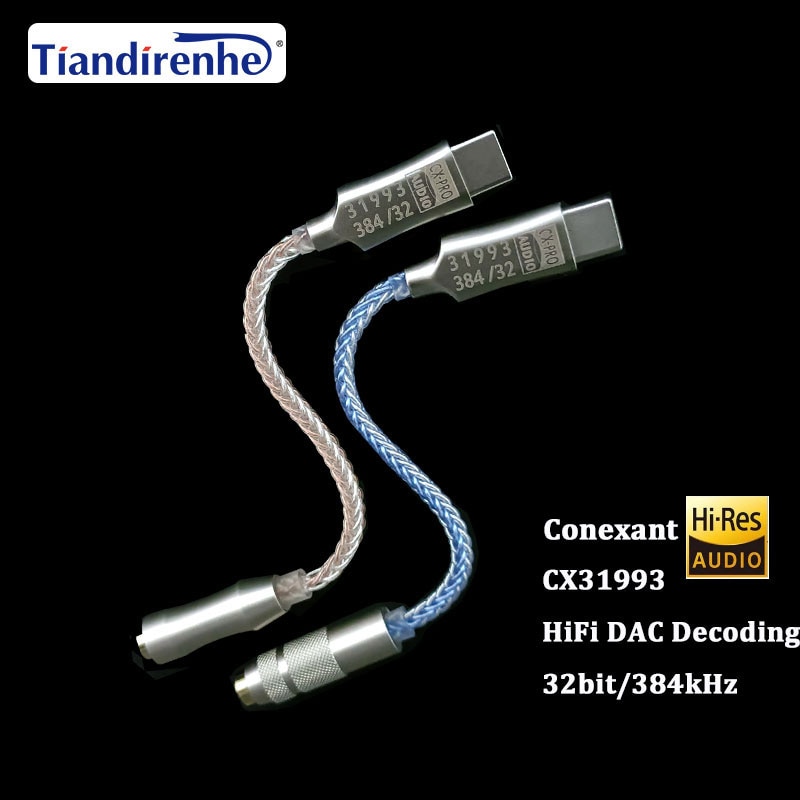 Conexant CX31993 Dongle Type C to 2.5mm/3.5mm/4.4mm DAC Headphone Amp SNR128dB PCM 32b/384kHz For Android Windows10 phone call