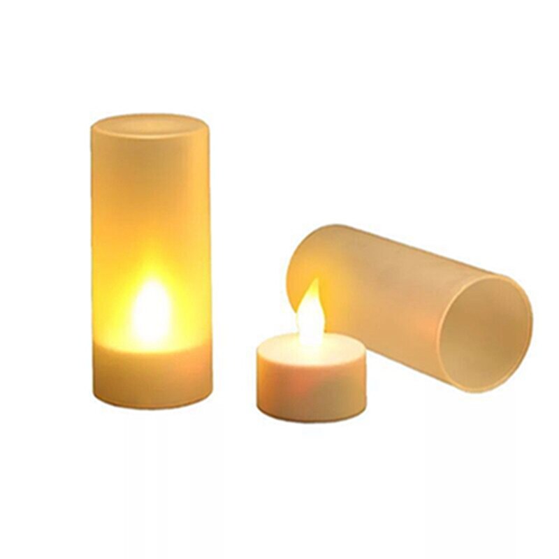 Velas recargables led de una pieza con carga USB, velas parpadeantes sin llama, recargables, incluye soporte