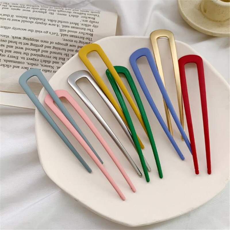 Horquilla en forma de U para el pelo para mujer y niña, pinzas para el pelo en forma de U de estilo francés, pasadores de varillas en U de concha de tortuga, accesorios de peinado