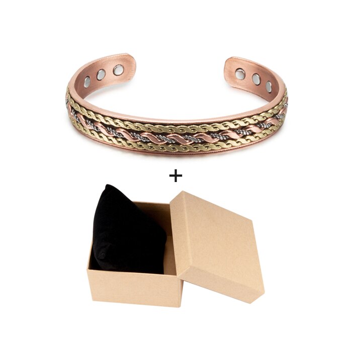 Vinterly Cross Copper Bracelet Gold-color Twisted Magnetic Bracelet for Women Adjustable Cuff Copper Bracelets &amp; Bangles Women: box