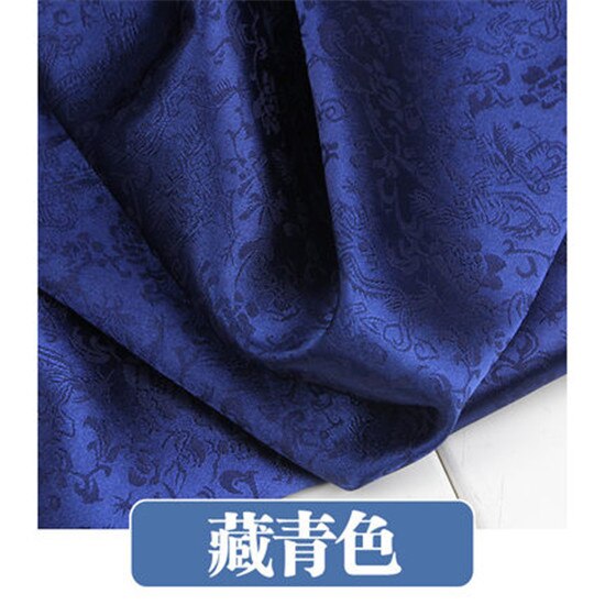 100x120 cm Satijn Brokaat Stof Jacquard Traditionele Draak Bloem DIY Stof 916-2: navy blue